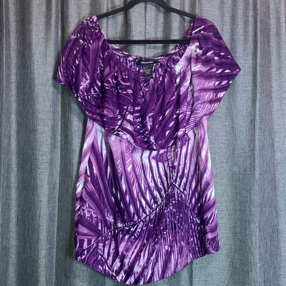 Ashley Stewart Purple Patterned Blouse
